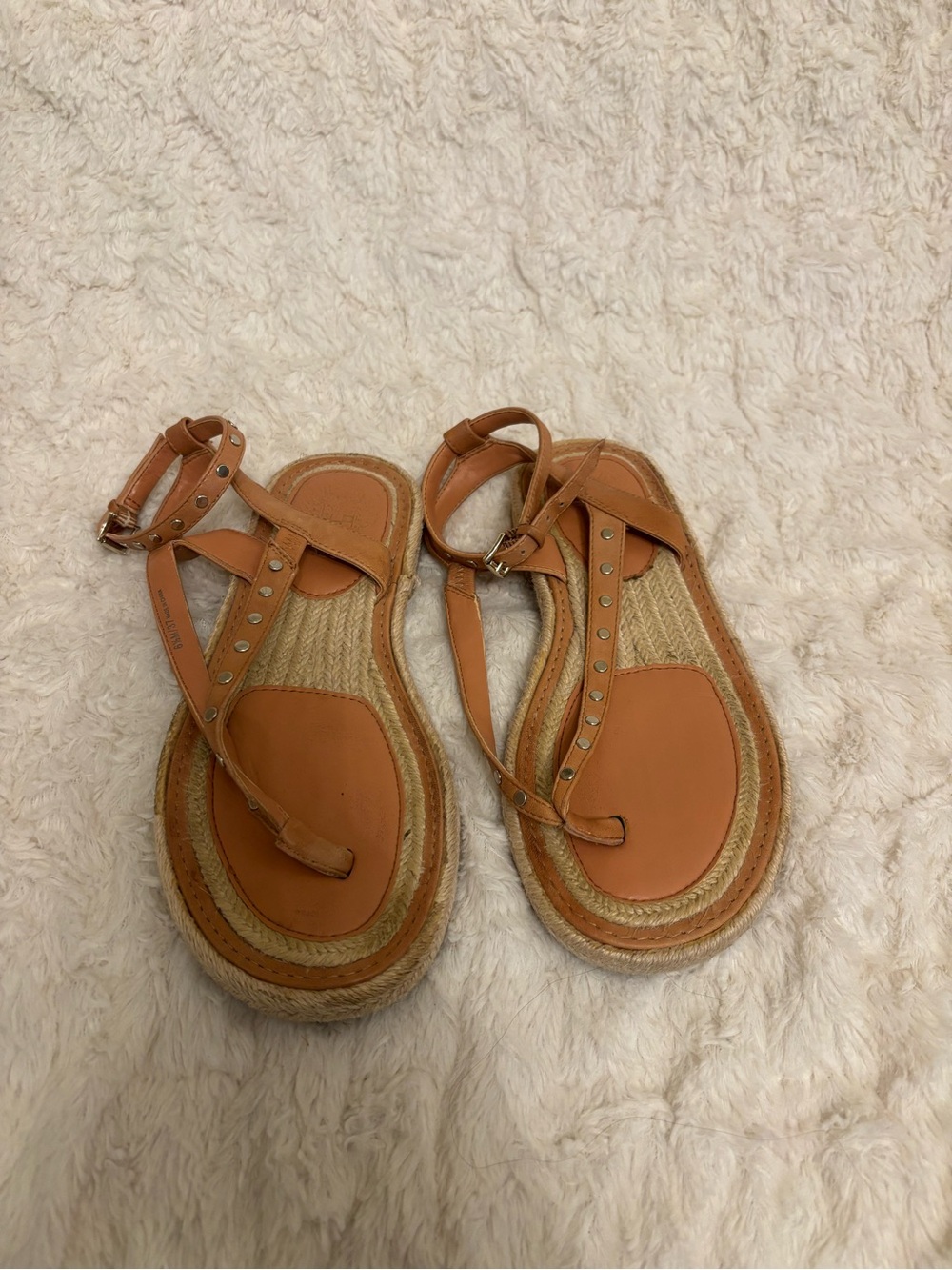 Women's Vince Camuto Tan Leather Espadrille Thong Sandals